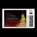 Merry Christmas Tree Postage Stamp