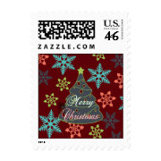 Merry Christmas Tree Snowflakes Holiday Gifts Postage