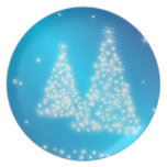 Merry Christmas Trees and Stars Party Plate
