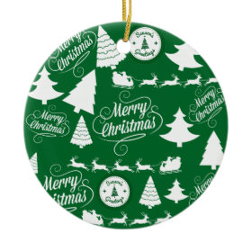 Merry Christmas Trees Santa Reindeer Holiday Christmas Tree Ornament