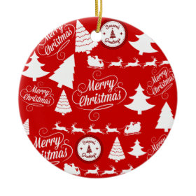 Merry Christmas Trees Santa Reindeer Holiday Christmas Ornament