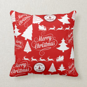 Merry Christmas Trees Santa Reindeer Holiday Throw Pillows