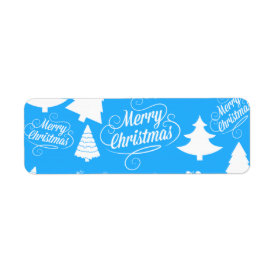 Merry Christmas Trees Santa Reindeer Teal Blue Labels