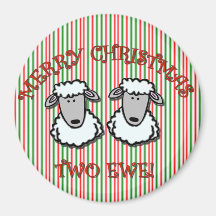Merry Christmas Two Ewe Magnet