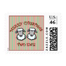 Merry Christmas Two Ewe Postage Stamp