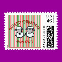 Merry Christmas Two Ewe stamps