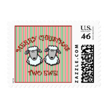 Merry Christmas Two Ewe Postage Stamp