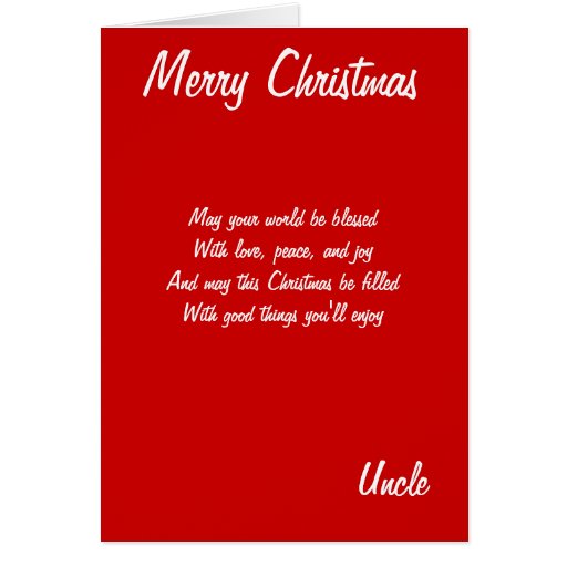 Merry Christmas uncle cards Zazzle