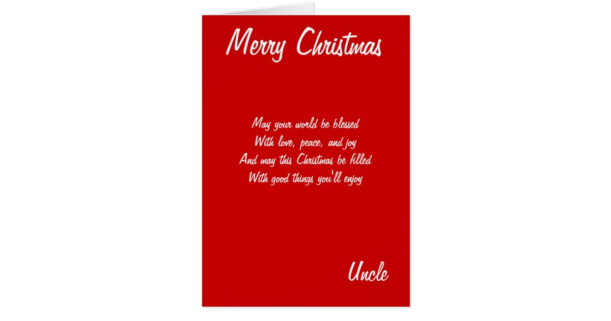 Merry Christmas uncle cards Zazzle