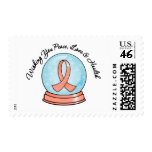 Merry Christmas Uterine Cancer Ribbon Snowglobe Stamps