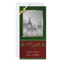 Merry Christmas Vertical Gold Finish Photocard