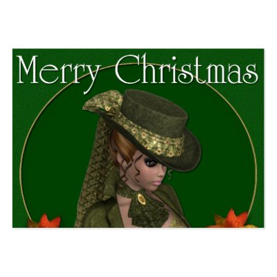 Merry Christmas Victorian Lady 2 Holiday Gift Tags Business Card Template by mrssocolov4
