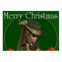 Merry Christmas Victorian Lady 2 Holiday Gift Tags business cards