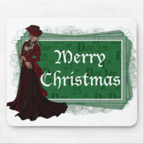 Merry Christmas Victorian Woman 2 Fantasy Mousepad by mrssocolov4 Merry Christmas Victorian Woman 2 Fantasy Mousepad