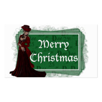 Merry Christmas Victorian Woman 2 Gift Tags business cards