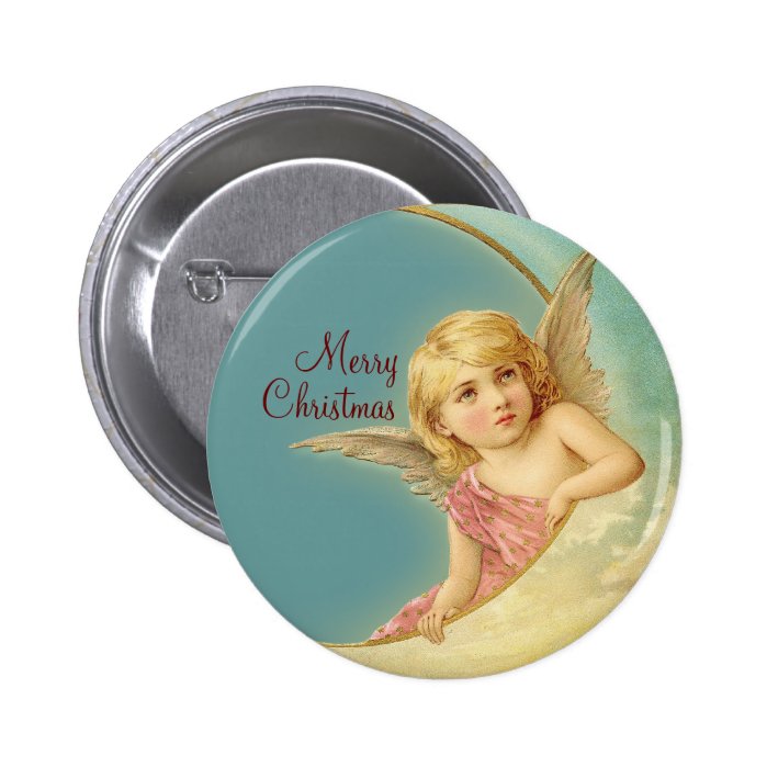 Merry Christmas Vintage Angel CC0252 Round Button