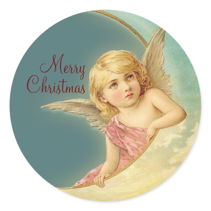 Merry Christmas Vintage Angel CC0253 Round Sticker