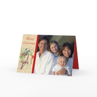 Merry Christmas Vintage Birds Your Family Photo card