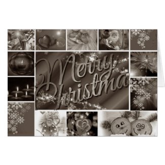 Merry Christmas Vintage Black And White Card