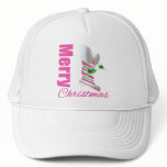 Merry Christmas Whimsical Pink Stocking Trucker Hats