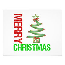 Merry Christmas Whimsical Tree Personalized Invitation