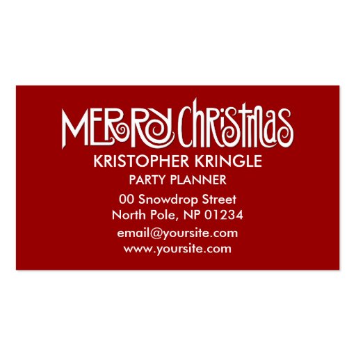 Merry Christmas white Business Card (front side)