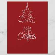 Merry Christmas White Christmas Tree Outline Flyers