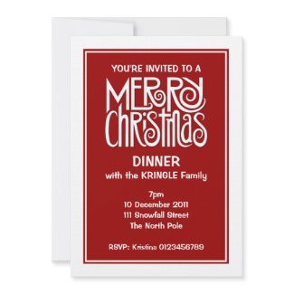 Merry Christmas white Dinner Invitation invitation