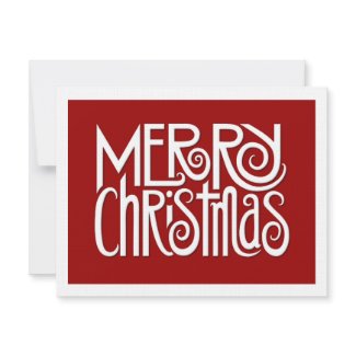 Merry Christmas white flat Christmas Card invitation