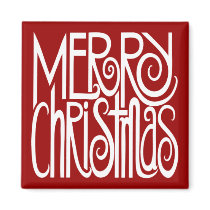Merry Christmas White Magnet
