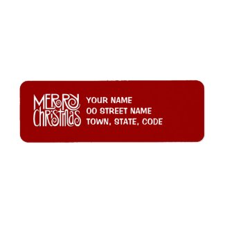Merry Christmas white Return Address Label label