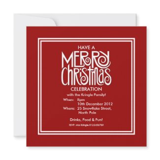 Merry Christmas white Theme Party Invitation invitation