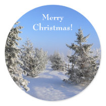 Merry Christmas Winter Trees Stickers by hopefulone Merry Christmas Winter Trees Stickers