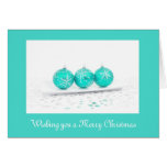 Merry Christmas with blue baubles Greeting Cards
