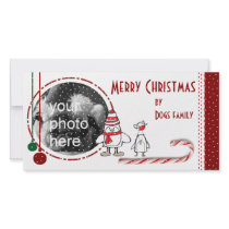 Merry Christmas with candycane penguins and snow Picture Card