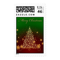 Merry Christmas with gold snowflakes Stamp