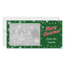 Merry Christmas with Snowflakes Photo Frame photo cards