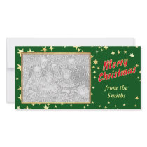 Merry Christmas with Stars Photo Frame photo cards