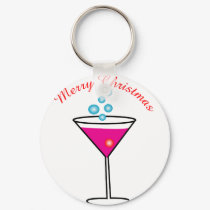 "Merry Christmas witha Cosmopolitan drink" keychains