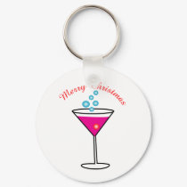 "Merry Christmas witha Cosmopolitan drink" keychains