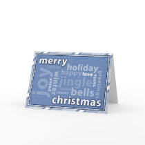 Merry Christmas Word Collage in Blue Card by PheteFirst Merry Christmas Word Collage in Blue Card