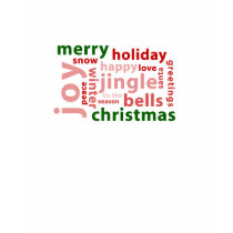 Merry Christmas Word Collage in Green and Red t-shirts