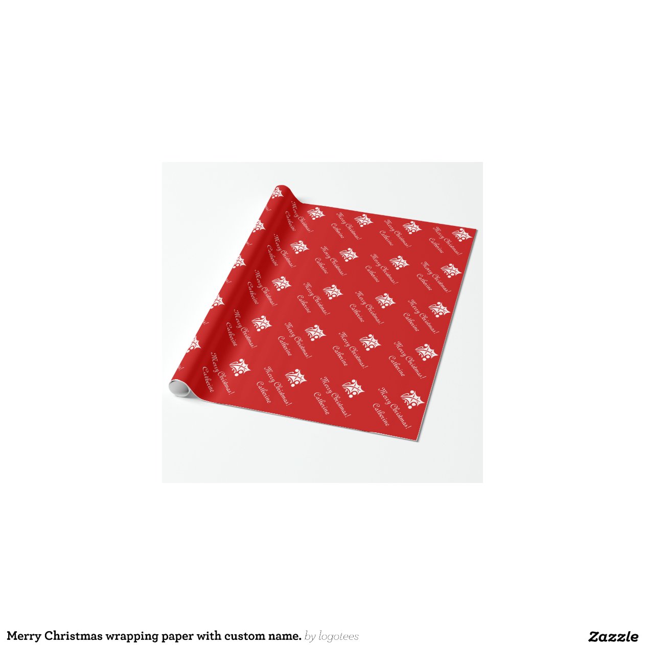Merry Christmas wrapping paper with custom name. Zazzle