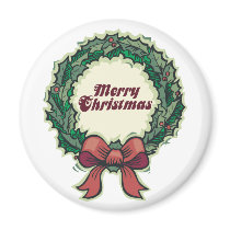 Merry Christmas Wreath magnets