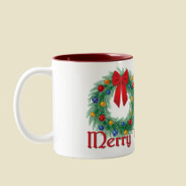 Merry Christmas Wreath Mug by mrssocolov Merry Christmas Wreath Mug