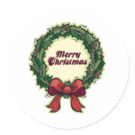 Merry Christmas Wreath Round Sticker
