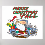 merry christmas yall redneck santa poster