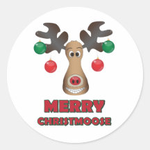 Merry Christmoose! Round Stickers