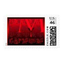 Merry Cristmas in red 3 stamps