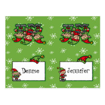 Merry Elves Custom Christmas Place Cards Postcards